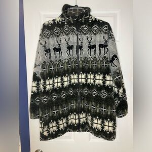 Sunbuster vintage Nordic reindeer fleece anorak style jacket - Medium